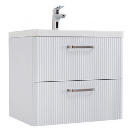 BelBagno Тумба с раковиной Due 60 подвесная Bianco Lucido ручки Матовый атласный никель