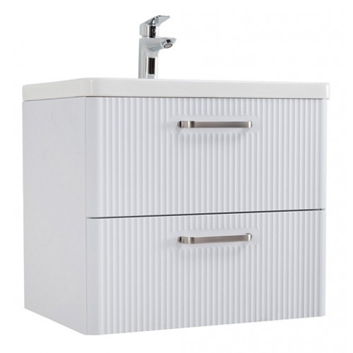 BelBagno Тумба с раковиной Due 60 подвесная Bianco Lucido ручки Матовый атласный никель