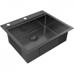 Мойка для кухни Paulmark Brim-Pro PM705951-GM 59x51 вороненая сталь