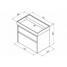Aquanet Мебель для ванной Nova Lite 75 2 ящика, дуб рошелье