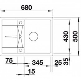 Мойка Blanco Metra 45S Compact, арт. 519573, темная скала, SILGRANIT, 68*50*19 см