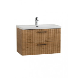 BelBagno Тумба с раковиной Due 80 подвесная Rovere Nature ручки Матовый тёмный никель