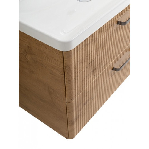 BelBagno Тумба с раковиной Due 80 подвесная Rovere Nature ручки Матовый тёмный никель