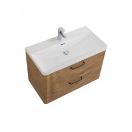 BelBagno Тумба с раковиной Due 80 подвесная Rovere Nature ручки Матовый тёмный никель
