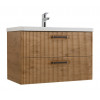 BelBagno Тумба с раковиной Due 80 подвесная Rovere Nature ручки Матовый тёмный никель