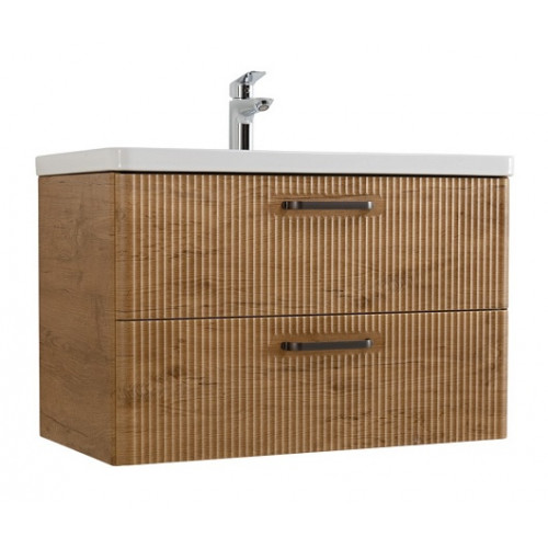 BelBagno Тумба с раковиной Due 80 подвесная Rovere Nature ручки Матовый тёмный никель
