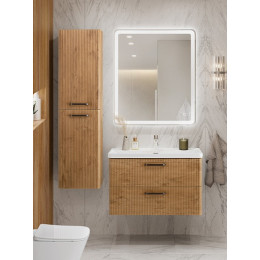 BelBagno Тумба с раковиной Due 80 подвесная Rovere Nature ручки Матовый тёмный никель