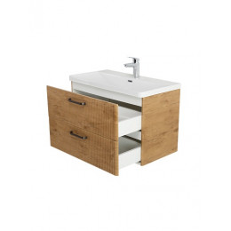 BelBagno Тумба с раковиной Due 80 подвесная Rovere Nature ручки Матовый тёмный никель