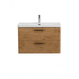 BelBagno Тумба с раковиной Due 80 подвесная Rovere Nature ручки Матовый тёмный никель