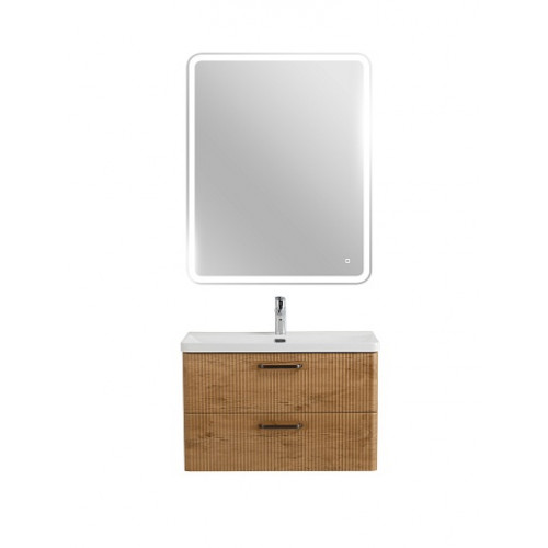BelBagno Тумба с раковиной Due 80 подвесная Rovere Nature ручки Матовый тёмный никель