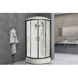 Royal Bath Душевая кабина Practic RB 90HK1-T-BL 90x90 стекло прозрачное профиль черный матовый