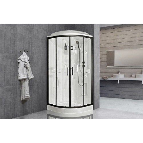 Royal Bath Душевая кабина Practic RB 90HK1-T-BL 90x90 стекло прозрачное профиль черный матовый
