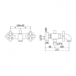 Смеситель для ванны Paffoni Quattro QTV023CR 235424 хром