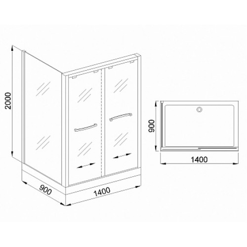 Royal Bath Душевой уголок RB-L-2011 1400x900x2000 R