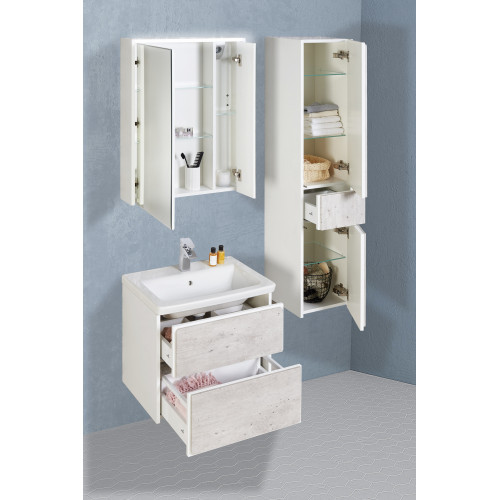 Зеркальный шкаф Roca Ronda 60см, ZRU9303007 белый матовый/бетон, с подсветкой