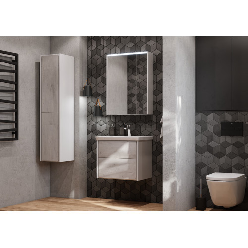 Зеркальный шкаф Roca Ronda 60см, ZRU9303007 белый матовый/бетон, с подсветкой
