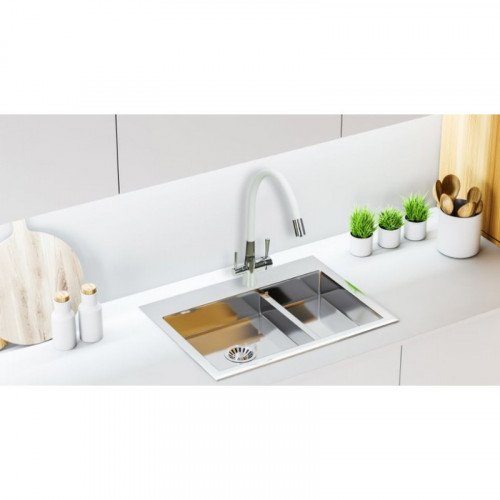 Смеситель для кухни Lemark Comfortс LM3075C-White с подключением к фильтру хром/белый