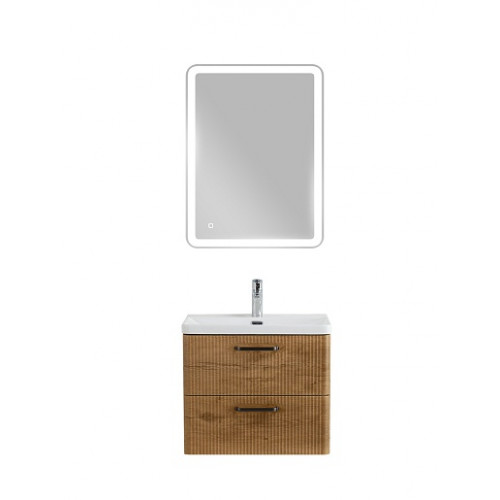 BelBagno Тумба с раковиной Due 60 подвесная Rovere Nature ручки Матовый тёмный никель
