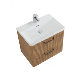 BelBagno Тумба с раковиной Due 60 подвесная Rovere Nature ручки Матовый тёмный никель