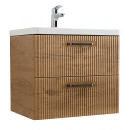 BelBagno Тумба с раковиной Due 60 подвесная Rovere Nature ручки Матовый тёмный никель