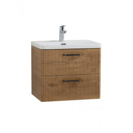 BelBagno Тумба с раковиной Due 60 подвесная Rovere Nature ручки Матовый тёмный никель