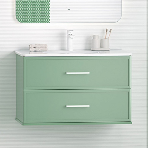 Brevita Тумба с раковиной Verde 90 подвесная зеленая
