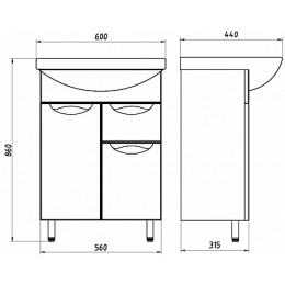 ASB-Mebel Тумба с раковиной Мессина 60