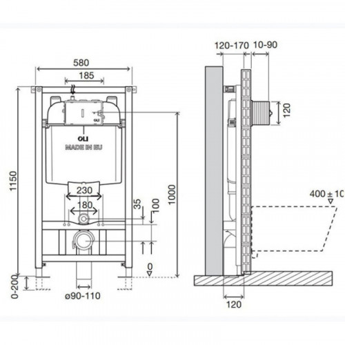 Инсталляция для унитаза Oli OLI74 Olipure 880785/152978 Sanitarblok, механическая