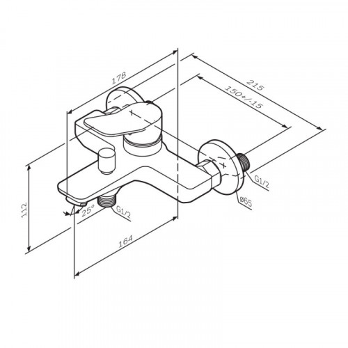 Смеситель для ванны AM.PM X-Joy F85A10099 золото