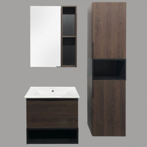 Зеркальный шкаф Comforty Франкфурт-60 дуб шоколадно-коричневый 00004150528