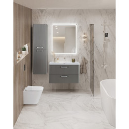 BelBagno Тумба с раковиной Due 80 подвесная Сатин ручки Хром полированный
