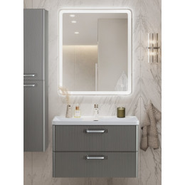 BelBagno Тумба с раковиной Due 80 подвесная Сатин ручки Хром полированный