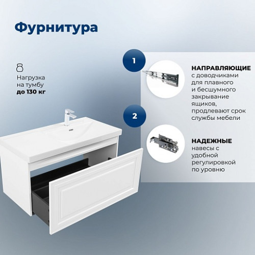 Aquanet Мебель для ванной Агата 100 L подвесная белый сатин