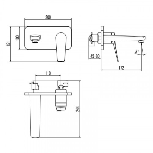 Смеситель для раковины Lemark Bronx LM3726BL черный матовый
