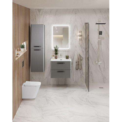 BelBagno Тумба с раковиной Due 60 подвесная Сатин ручки Матовый тёмный никель
