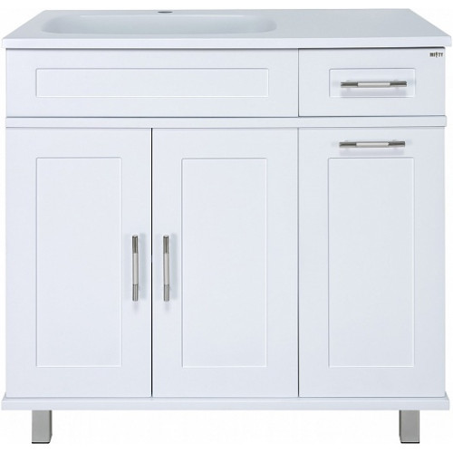Misty Мебель для ванной Купер 90 L с б/к и зеркалом Гамма белая