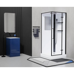 Esbano Душевая кабина ESM-QUADRO-90 (Right) 90x90 профиль чёрный