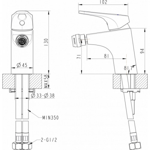 Смеситель для биде Bravat Drop-D F348162C