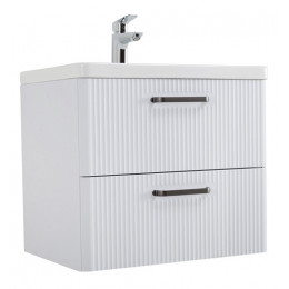 BelBagno Тумба с раковиной Due 50 подвесная Bianco Lucido ручки Матовый тёмный никель