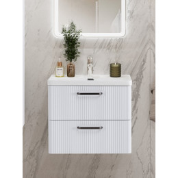 BelBagno Тумба с раковиной Due 50 подвесная Bianco Lucido ручки Матовый тёмный никель