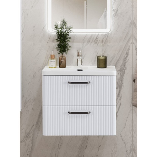 BelBagno Тумба с раковиной Due 50 подвесная Bianco Lucido ручки Матовый тёмный никель