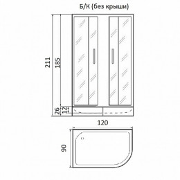 River Душевой уголок DON XL 120/90/26 MT L без поддона