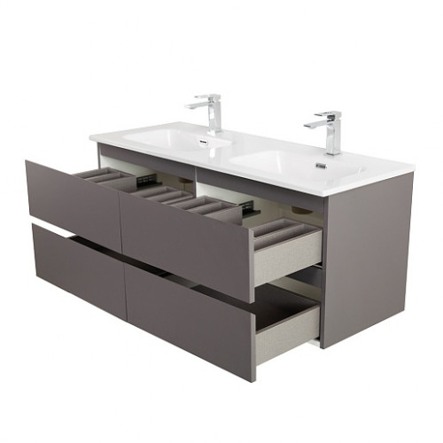 BelBagno Тумба с раковиной Kraft 120-2 подвесная Темно-Серый матовый с раковиной BB1200-2-ETL