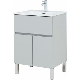 Aquanet Тумба с раковиной Алвита New 60 1 ящик 2 дверцы серая матовая