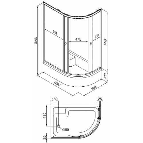 Triton  Душевой уголок Риф В 120x80 L