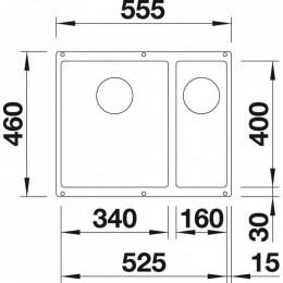 Кухонная мойка Blanco Subline 340/160-U (чаша слева), темная скала