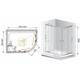 Cezares Душевой уголок ANIMA-W-RH-2-120/100-C-Cr-L
