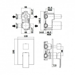 Смеситель для душа Paffoni Level LES018ST/M 280453 сталь