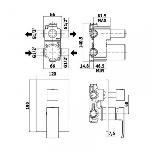 Смеситель для душа Paffoni Level LES018ST/M 280453 сталь