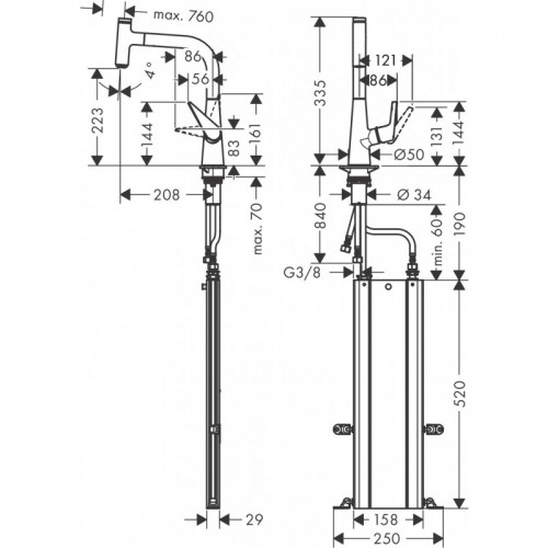 Смеситель для кухни Hansgrohe Talis Select M51 73852000 Хром